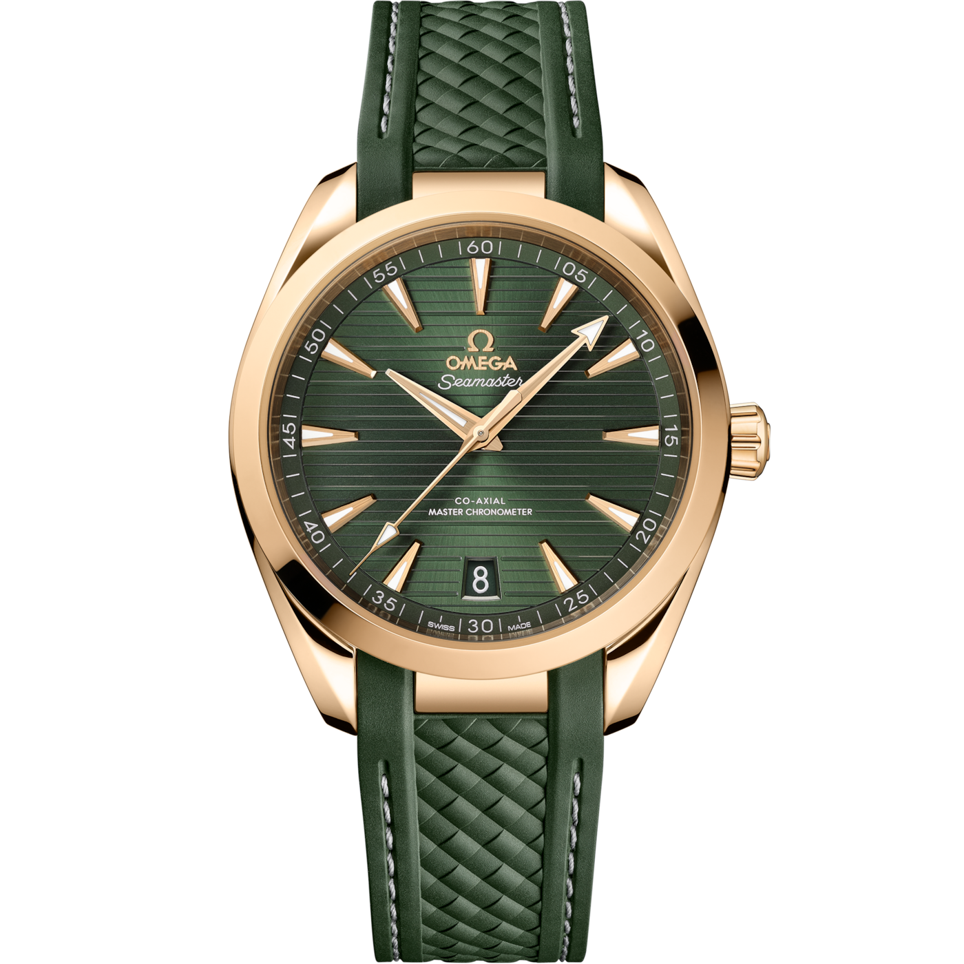 Omega Seamaster Aqua Terra 150M Master Chronometer 41 Moonshine Gold / Green / Rubber — Ref. 220.52.41.21.10.001
