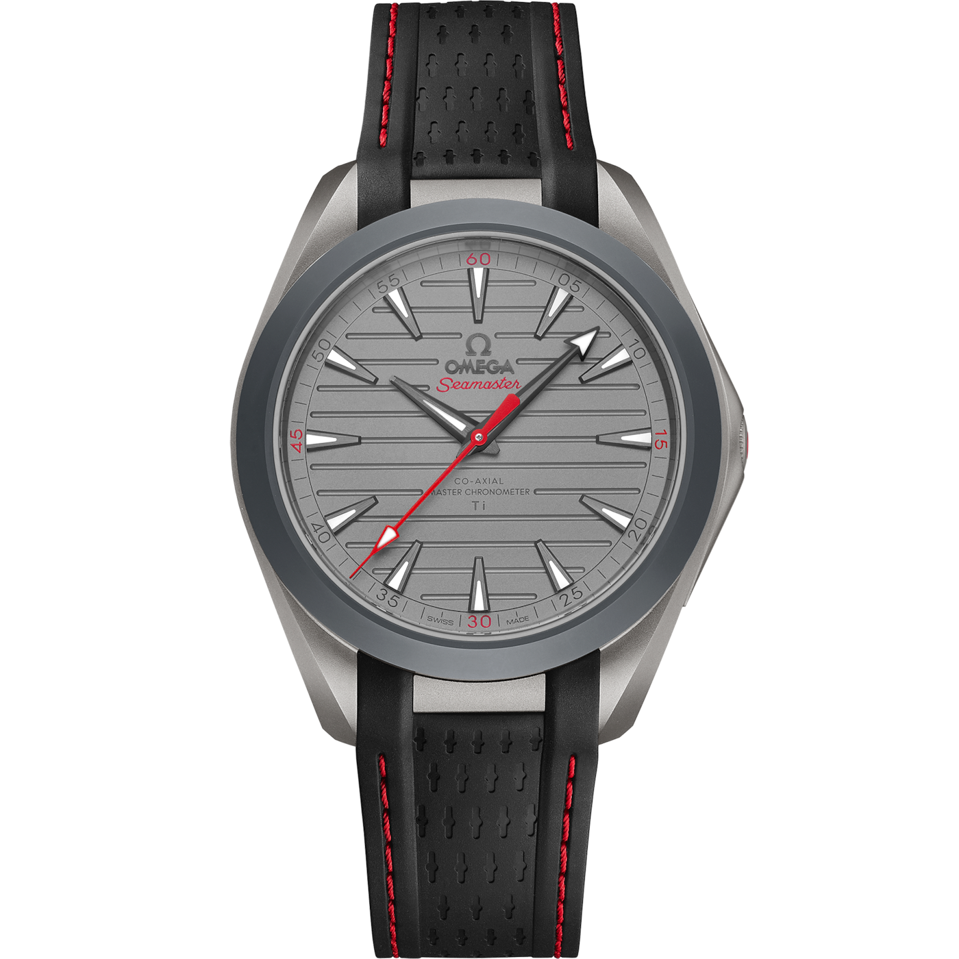 Omega Seamaster Aqua Terra 150M Master Chronometer 41 Ultra Light Titanium / Grey - Red / Rubber — Ref. 220.92.41.21.06.001