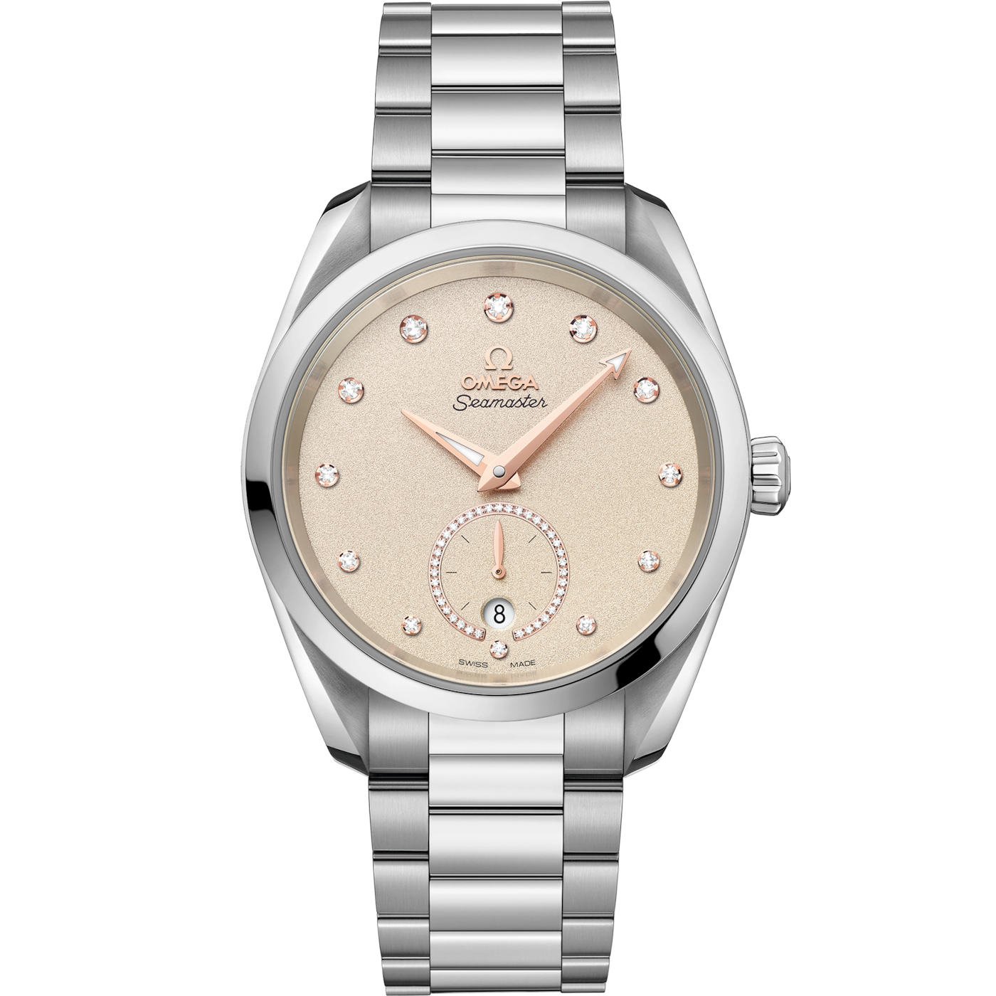 Omega Seamaster Aqua Terra 150M Master Chronometer Small Seconds 38 Stainless Steel / Sand - Diamond / Bracelet — Ref. 220.10.38.20.59.001