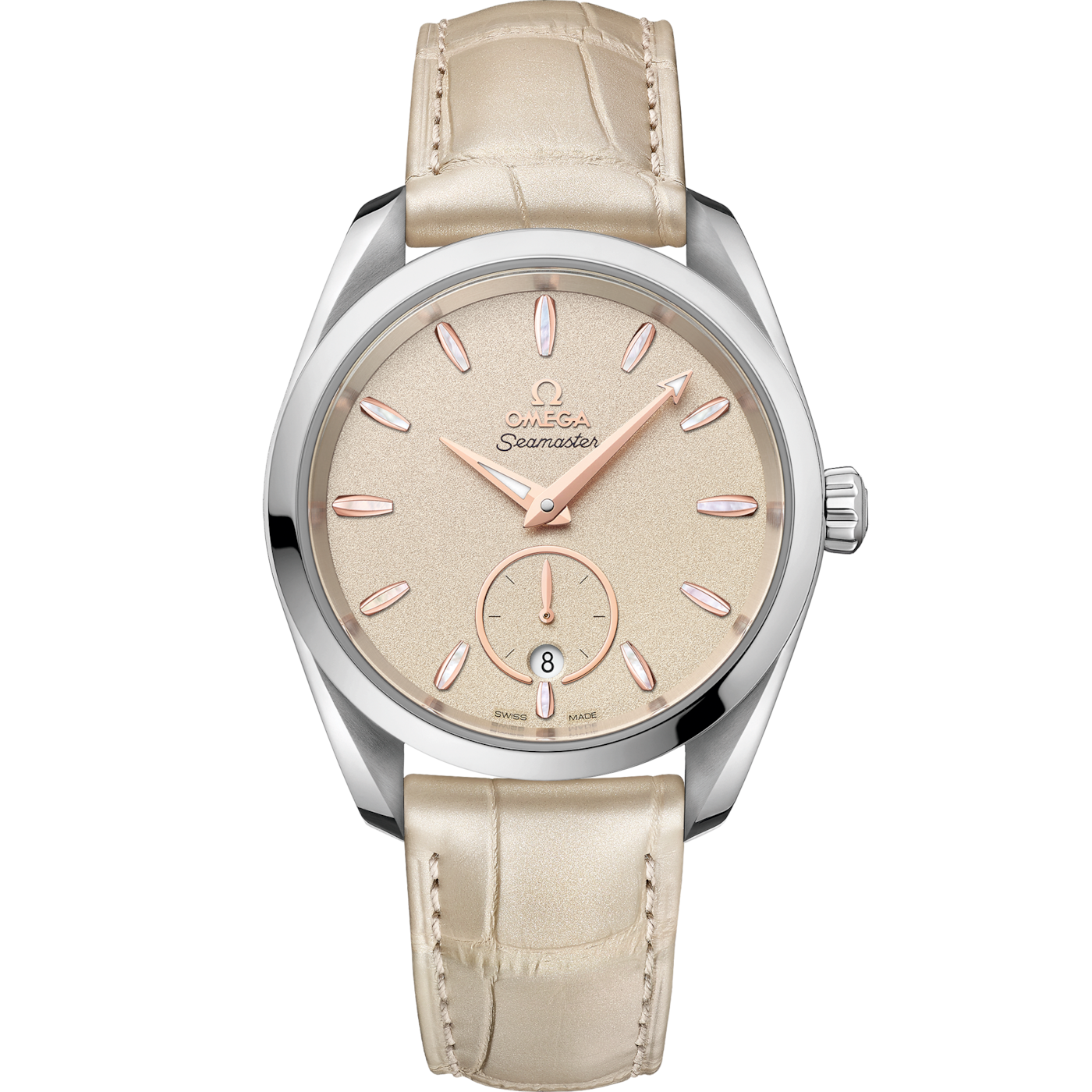 Omega Seamaster Aqua Terra 150M Master Chronometer Small Seconds 38 Stainless Steel / Sand / Alligator — Ref. 220.13.38.20.09.001