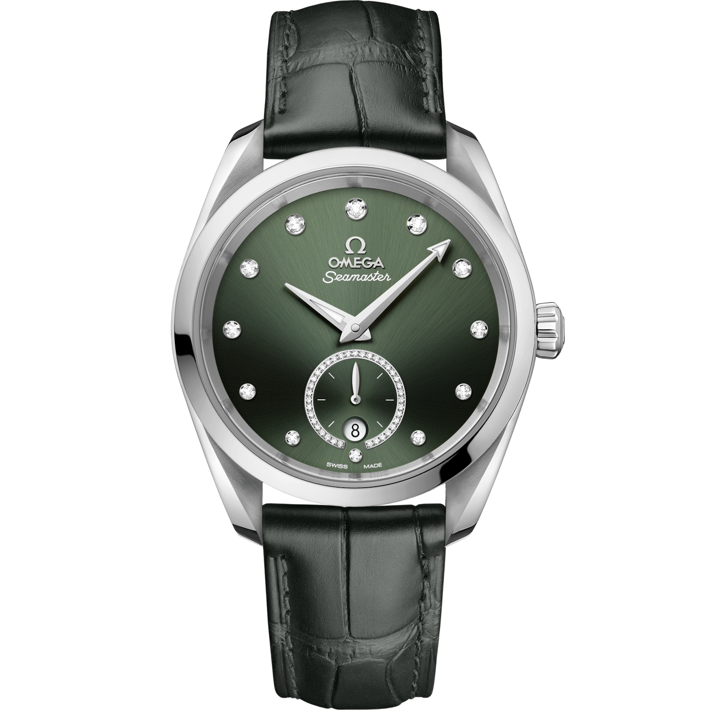 Omega Seamaster Aqua Terra 150M Master Chronometer Small Seconds 38 Stainless Steel / Green - Diamond / Alligator — Ref. 220.13.38.20.60.001