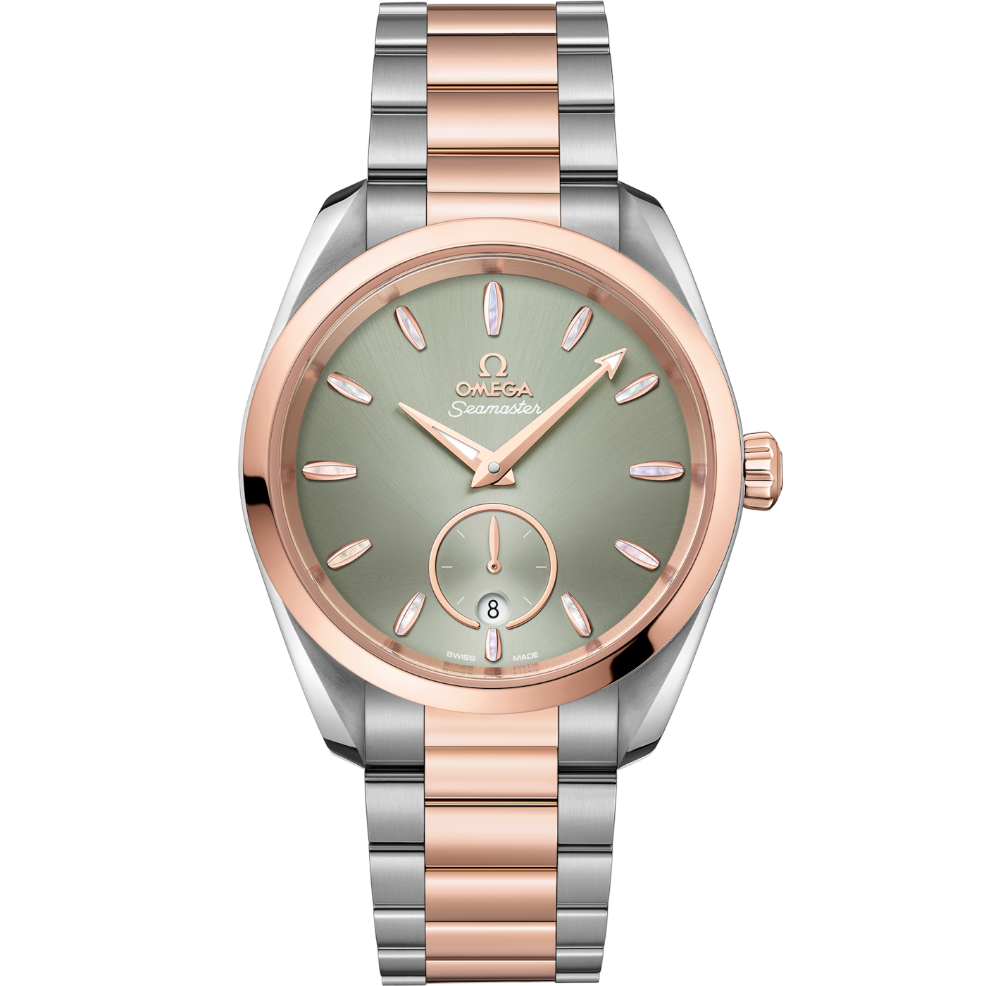 Omega Seamaster Aqua Terra 150M Master Chronometer Small Seconds 38 Stainless Steel / Sedna Gold / Green / Bracelet — Ref. 220.20.38.20.10.001