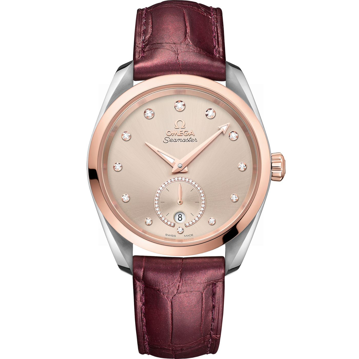 Omega Seamaster Aqua Terra 150M Master Chronometer Small Seconds 38 Stainless Steel / Sedna Gold / Sand - Diamond / Alligator — Ref. 220.23.38.20.59.001