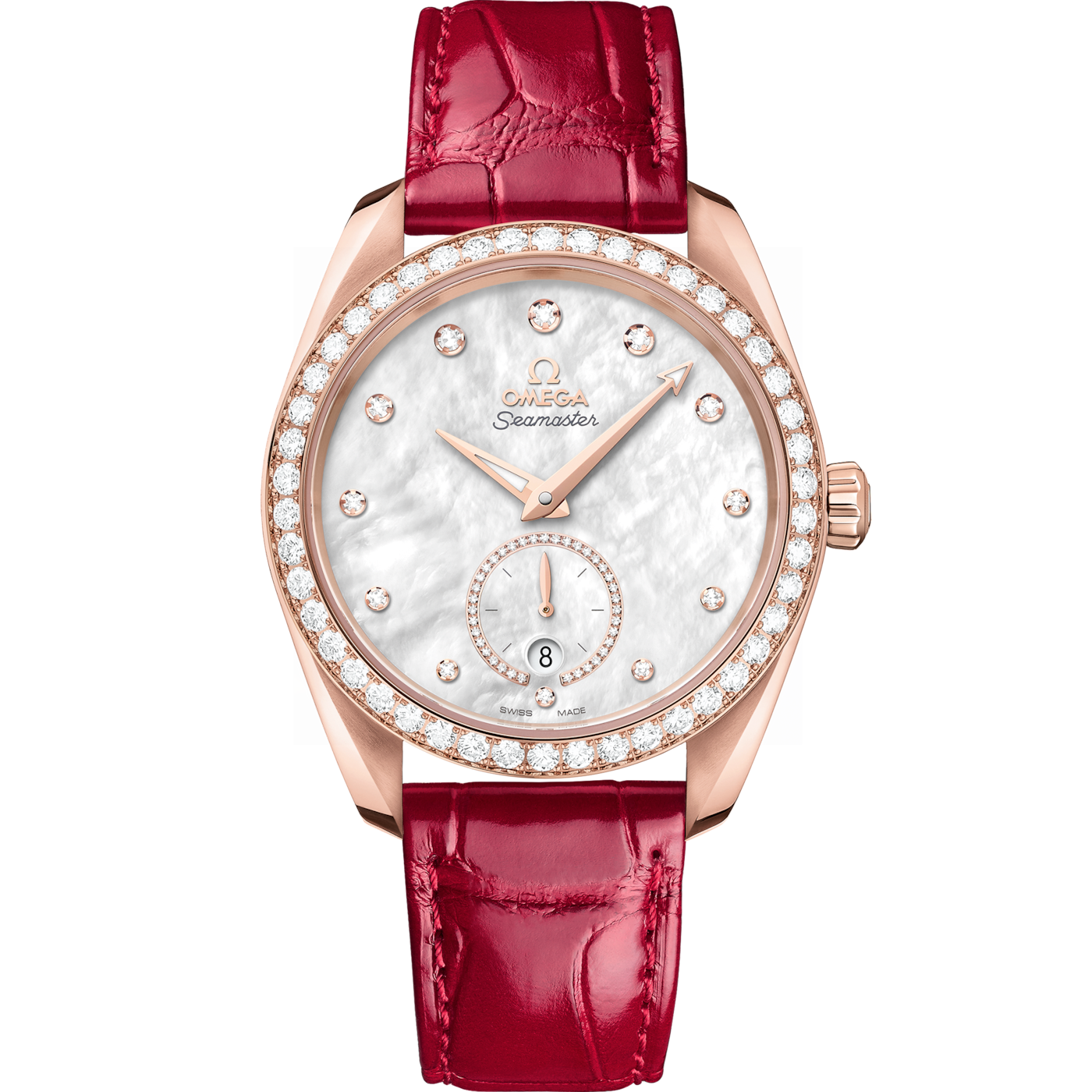 Omega Seamaster Aqua Terra 150M Master Chronometer Small Seconds 38 Sedna Gold / Diamond / MOP / Alligator — Ref. 220.58.38.20.55.002