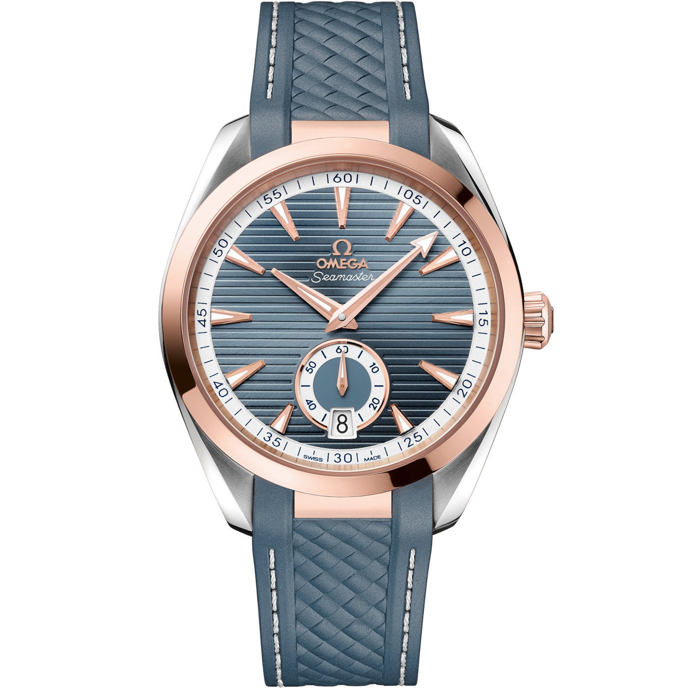 Omega Seamaster Aqua Terra 150M Master Chronometer Small Seconds 41 Stainless Steel / Sedna Gold / Blue / Rubber — Ref. 220.22.41.21.03.001