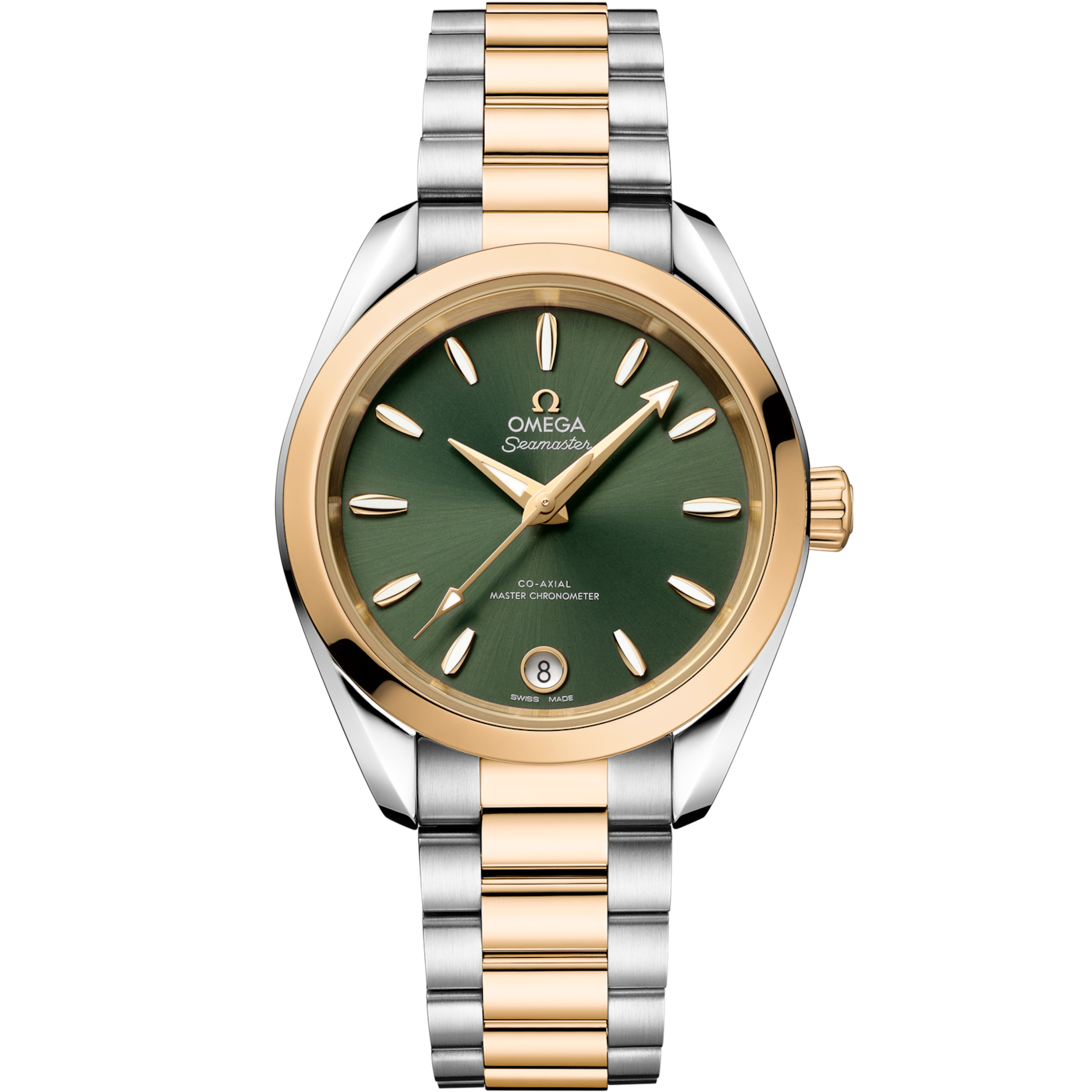 Omega Seamaster Aqua Terra 150M Shades Master Chronometer 34 Stainless Steel - Moonshine Gold / Green / Bracelet — Ref. 220.20.34.20.10.002