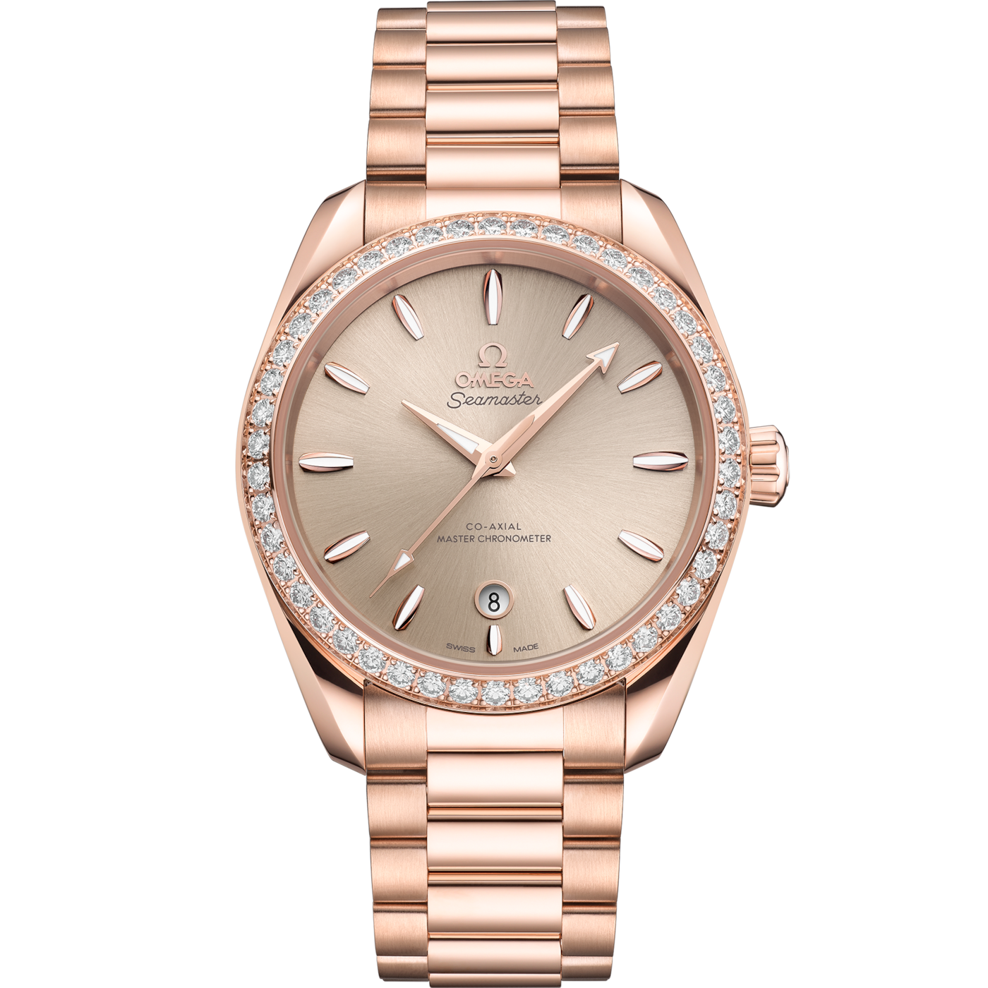 Omega Seamaster Aqua Terra 150M Master Chronometer Small Seconds 38 Sedna Gold - Diamond / Pink / Bracelet — Ref. 220.55.38.20.09.001