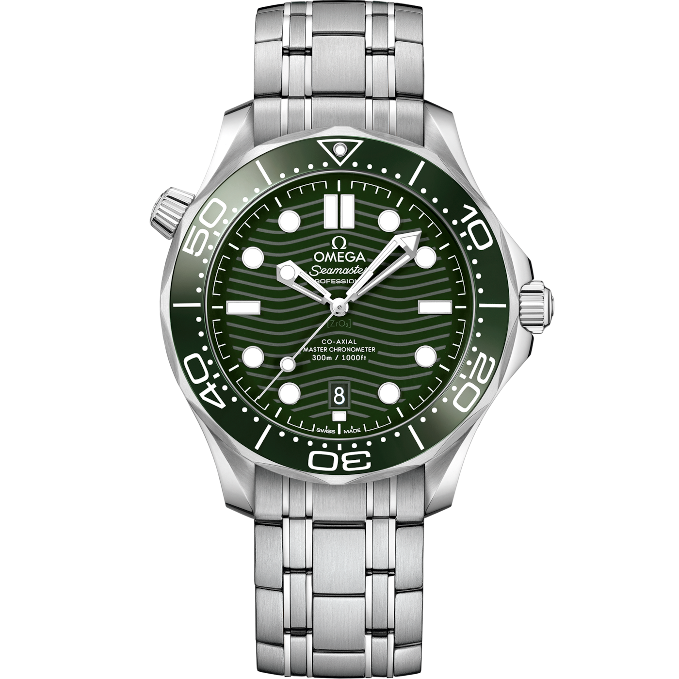 Omega Seamaster Diver 300M Master Co-Axial 42 Stainless Steel / Green / Bracelet — Ref. 210.30.42.20.10.001