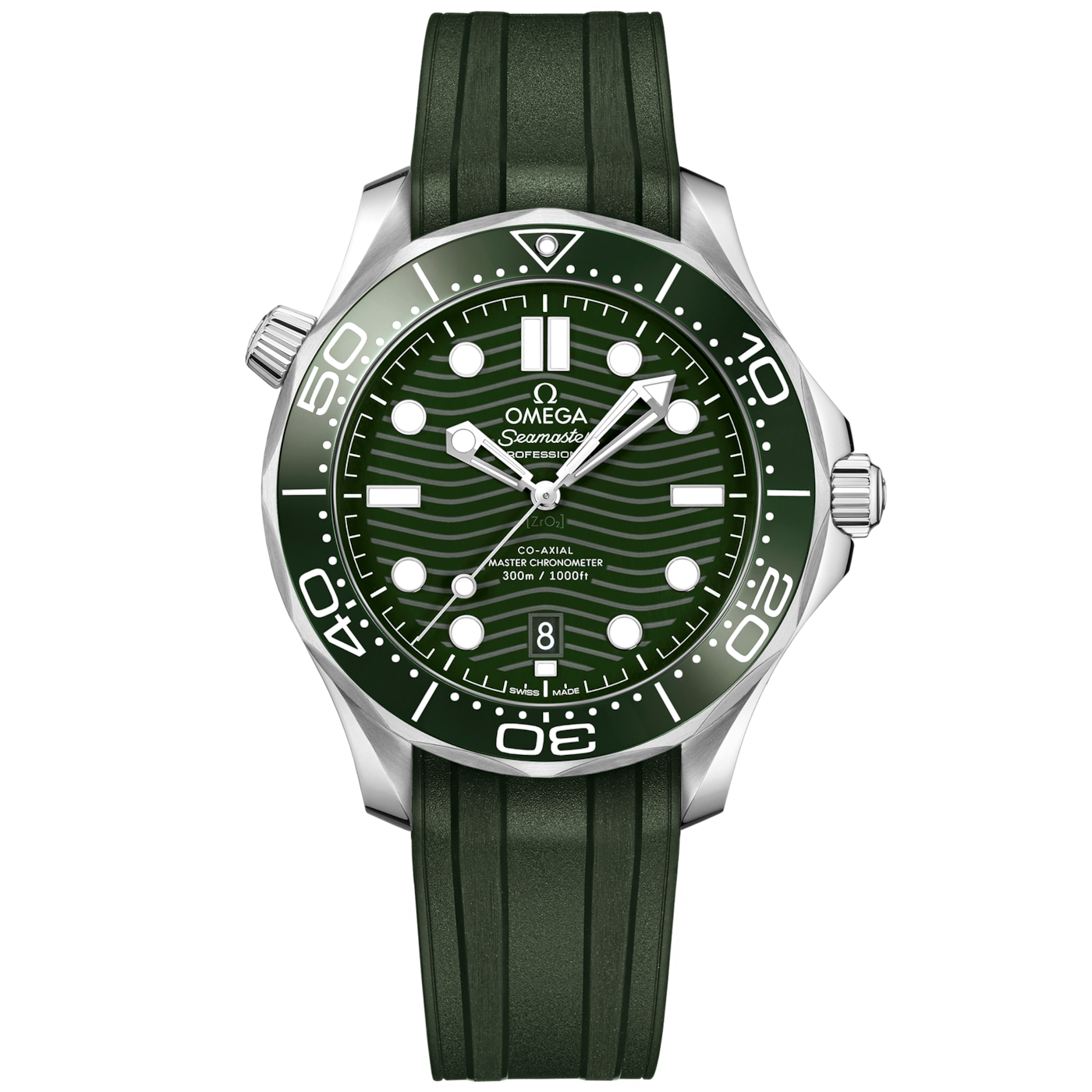 Omega Seamaster Diver 300M Master Co-Axial 42 Stainless Steel / Green / Rubber — Ref. 210.32.42.20.10.001