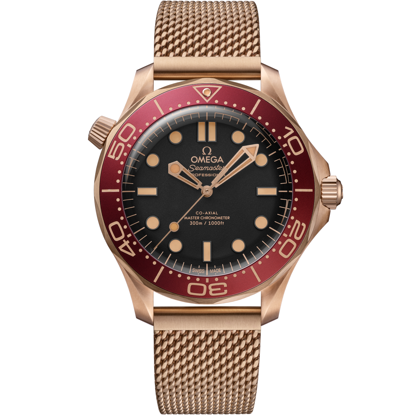 Omega Seamaster Diver 300M Master Co-Axial 42 Bronze Gold / Black / Bracelet — Ref. 210.90.42.20.01.003