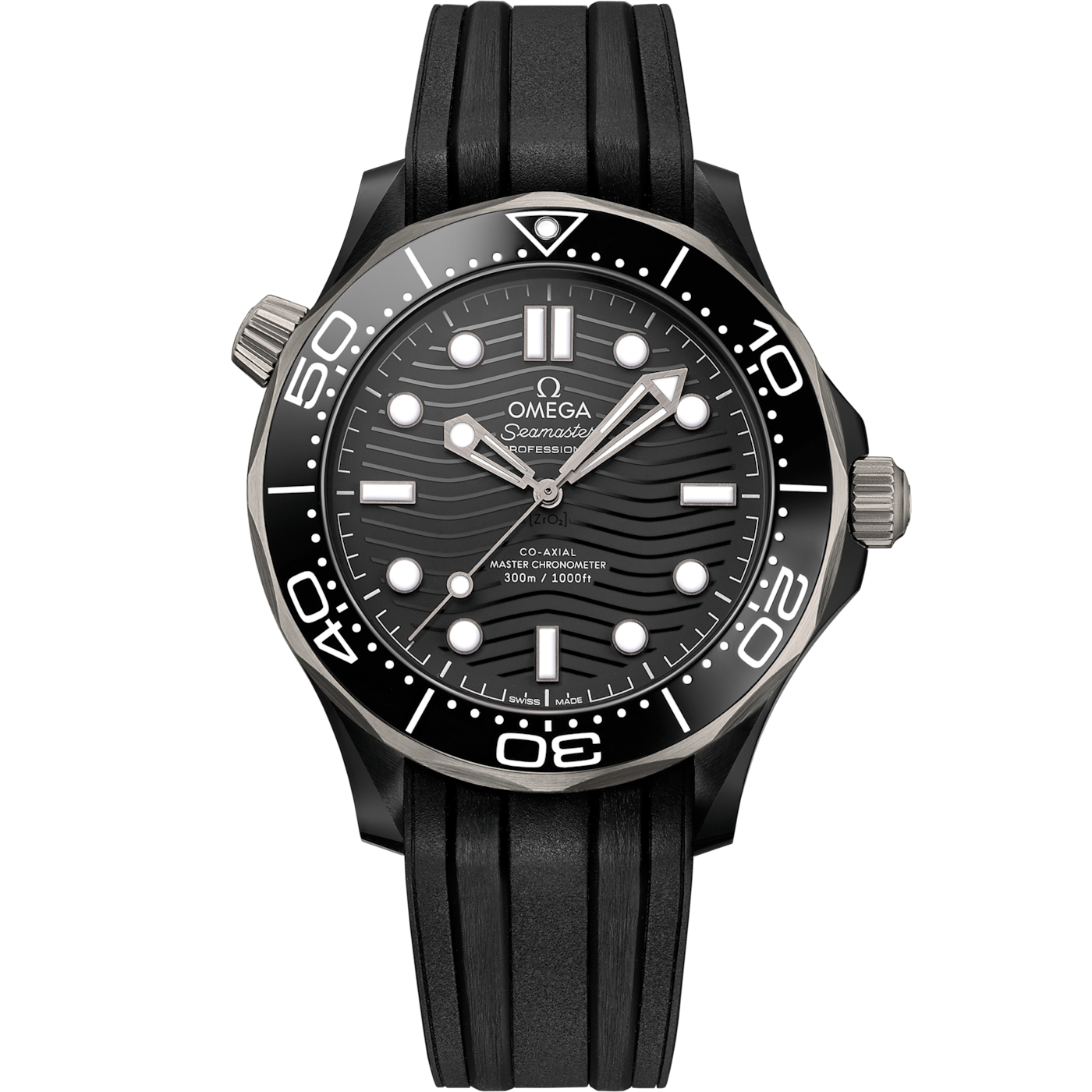 Omega Seamaster Diver 300M Master Co-Axial 43.5 Ceramic / Titanium / Black / Rubber — Ref. 210.92.44.20.01.001