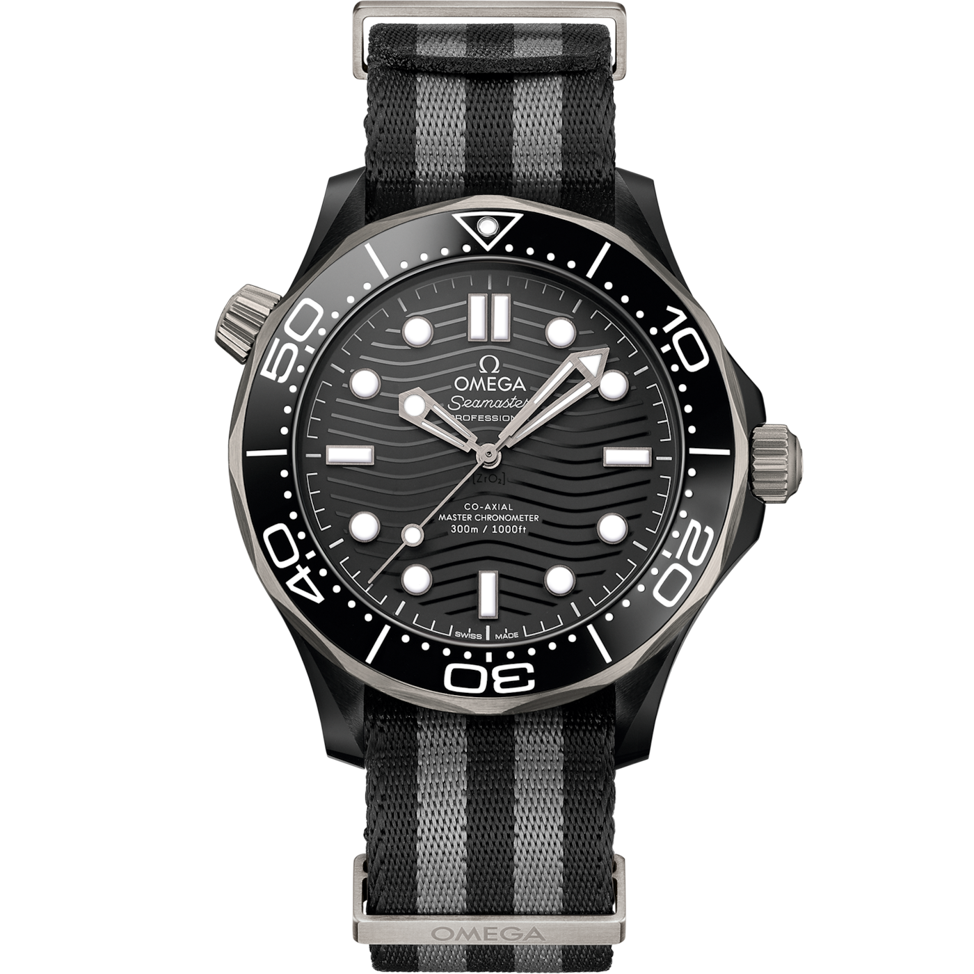Omega Seamaster Diver 300M Master Co-Axial 43.5 Ceramic / Titanium / Black / NATO — Ref. 210.92.44.20.01.002