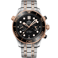 Omega Seamaster Diver 300M Master Co-Axial 44 Chronograph Stainless Steel / Sedna Gold / Black / Bracelet — Ref. 210.20.44.51.01.001