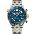 Omega Seamaster Diver 300M Master Co-Axial 44 Chronograph Stainless Steel / Yellow Gold / Blue / Bracelet — Ref. 210.20.44.51.03.001