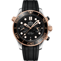 Omega Seamaster Diver 300M Master Co-Axial 44 Chronograph Stainless Steel / Sedna Gold / Black / Rubber — Ref. 210.22.44.51.01.001