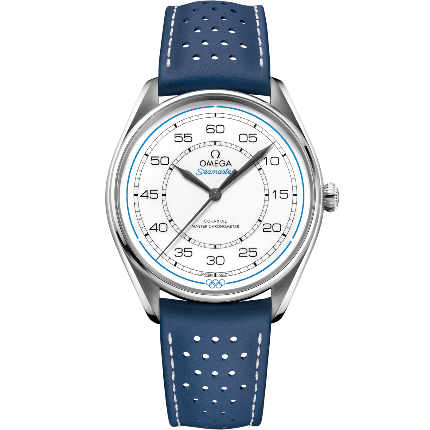 Omega Seamaster Master Co-Axial 39.5 Olympic Timekeeper Stainless Steel / White / Blue — Ref. 522.32.40.20.04.001