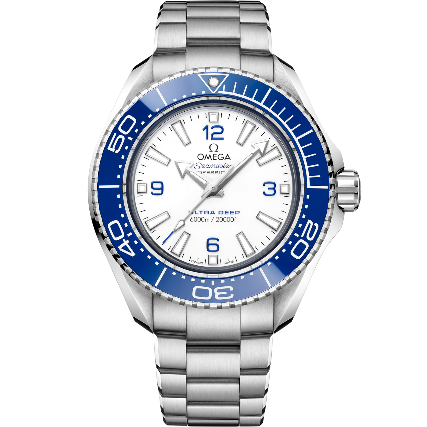 Omega Seamaster Planet Ocean Ultra Deep O-Megasteel / White — Ref. 215.30.46.21.04.001