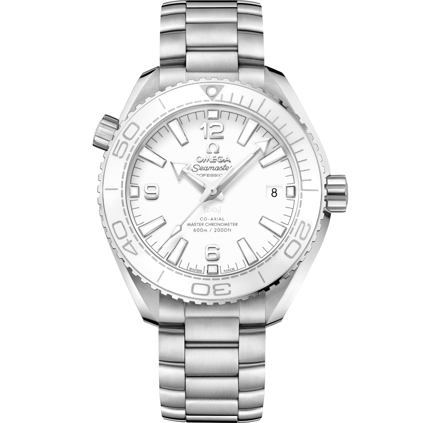 Omega Seamaster Planet Ocean 600M Co-Axial 39.5 Master Chronometer Stainless Steel / White / Bracelet — Ref. 215.30.40.20.04.001