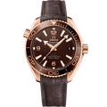 Omega Seamaster Planet Ocean 600M Co-Axial 39.5 Master Chronometer Sedna Gold / Chocolate / Alligator — Ref. 215.63.40.20.13.001