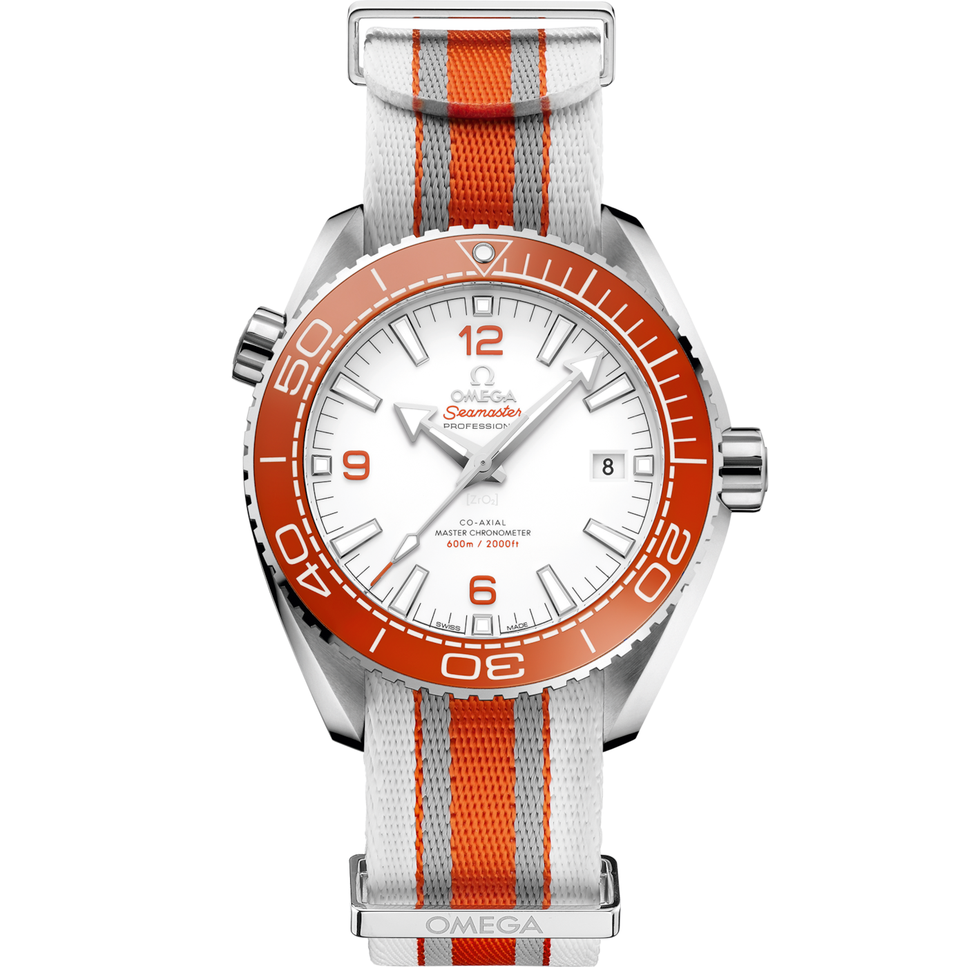 Omega Seamaster Planet Ocean 600M Co-Axial 43.5 Master Chronometer Stainless Steel / White / NATO — Ref. 215.32.44.21.04.001