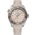 Omega Seamaster Planet Ocean 600M Co-Axial 43.5 Master Chronometer Stainless Steel / Beige / Rubber — Ref. 215.32.44.21.09.001
