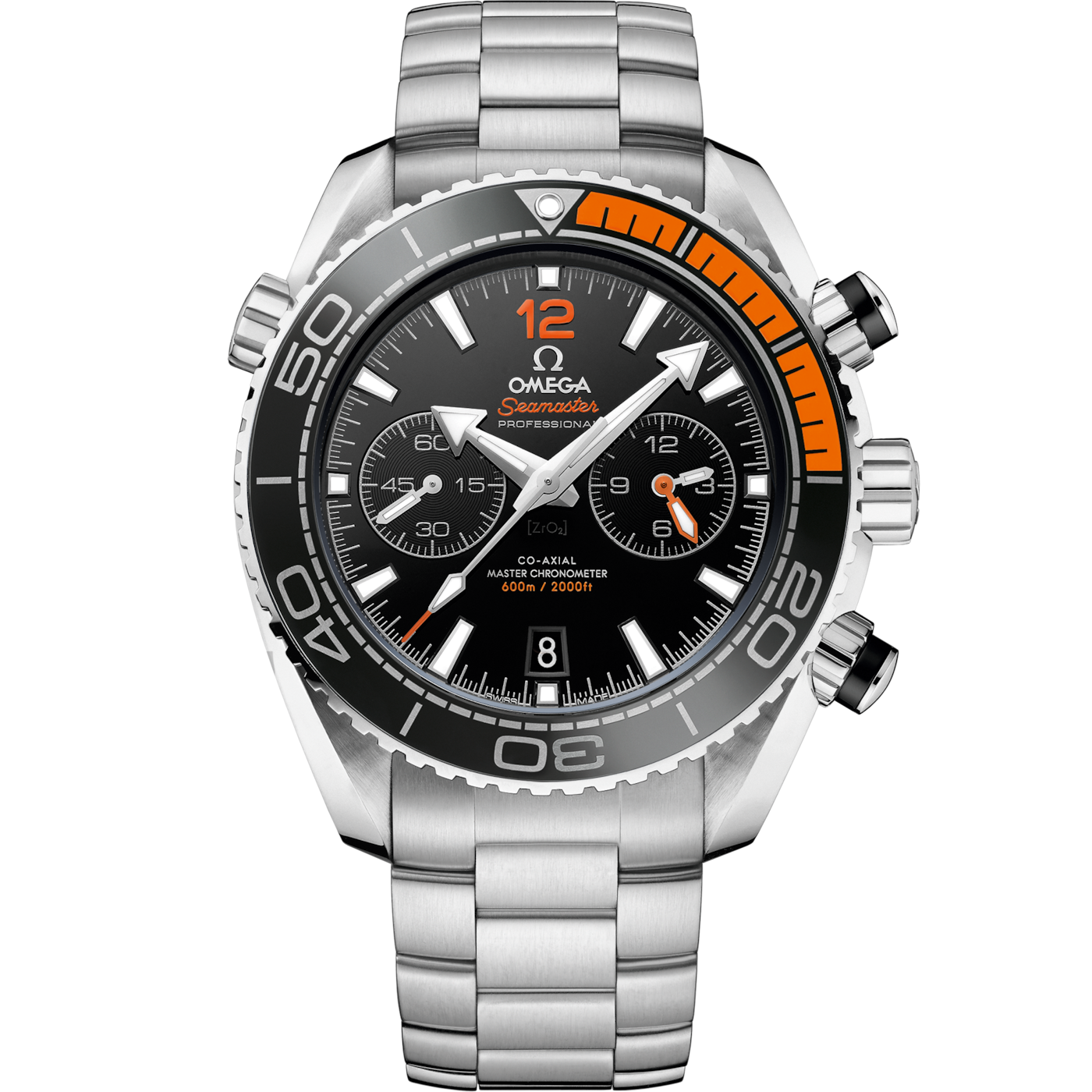 Omega Seamaster Planet Ocean 600M Co-Axial 45.5 Master Chronometer Chronograph Stainless Steel / Orange / Bracelet — Ref. 215.30.46.51.01.002