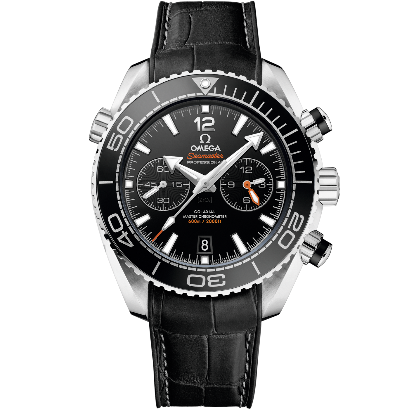 Omega Seamaster Planet Ocean 600M Co-Axial 45.5 Master Chronometer Chronograph Stainless Steel / Black / Alligator — Ref. 215.33.46.51.01.001