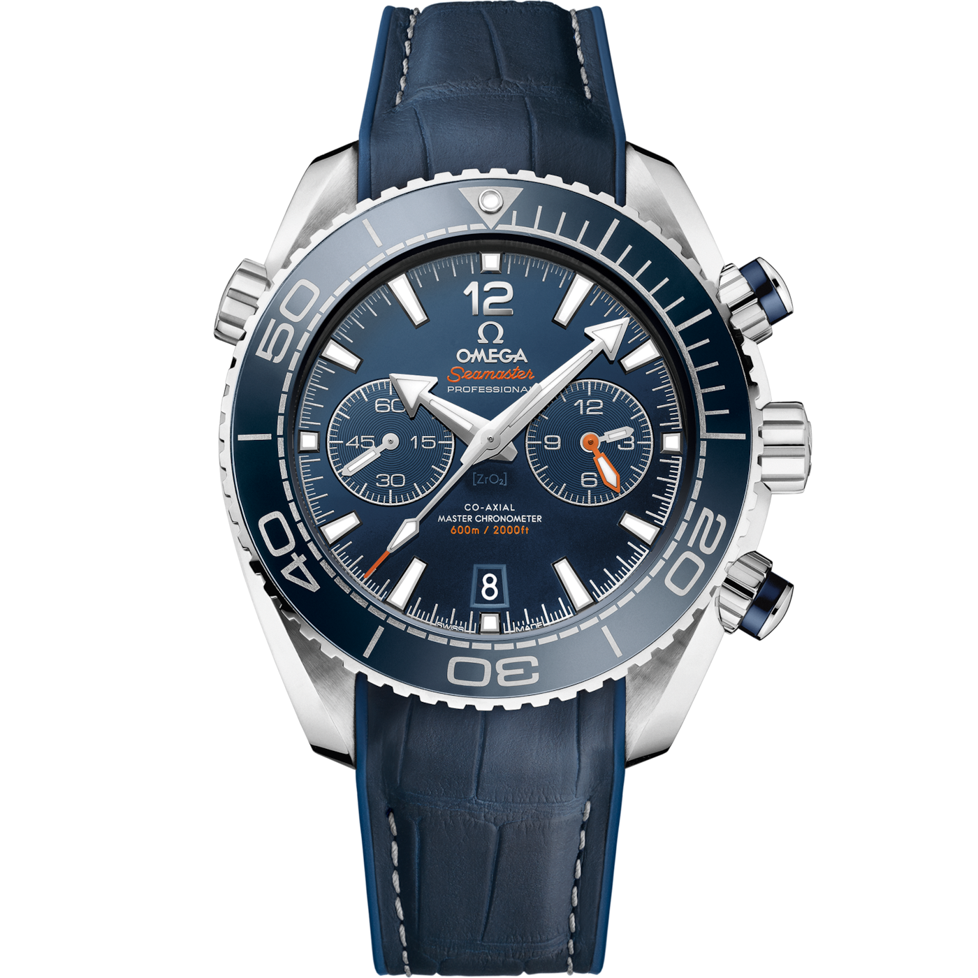 Omega Seamaster Planet Ocean 600M Co-Axial 45.5 Master Chronometer Chronograph Stainless Steel / Blue / Alligator — Ref. 215.33.46.51.03.001