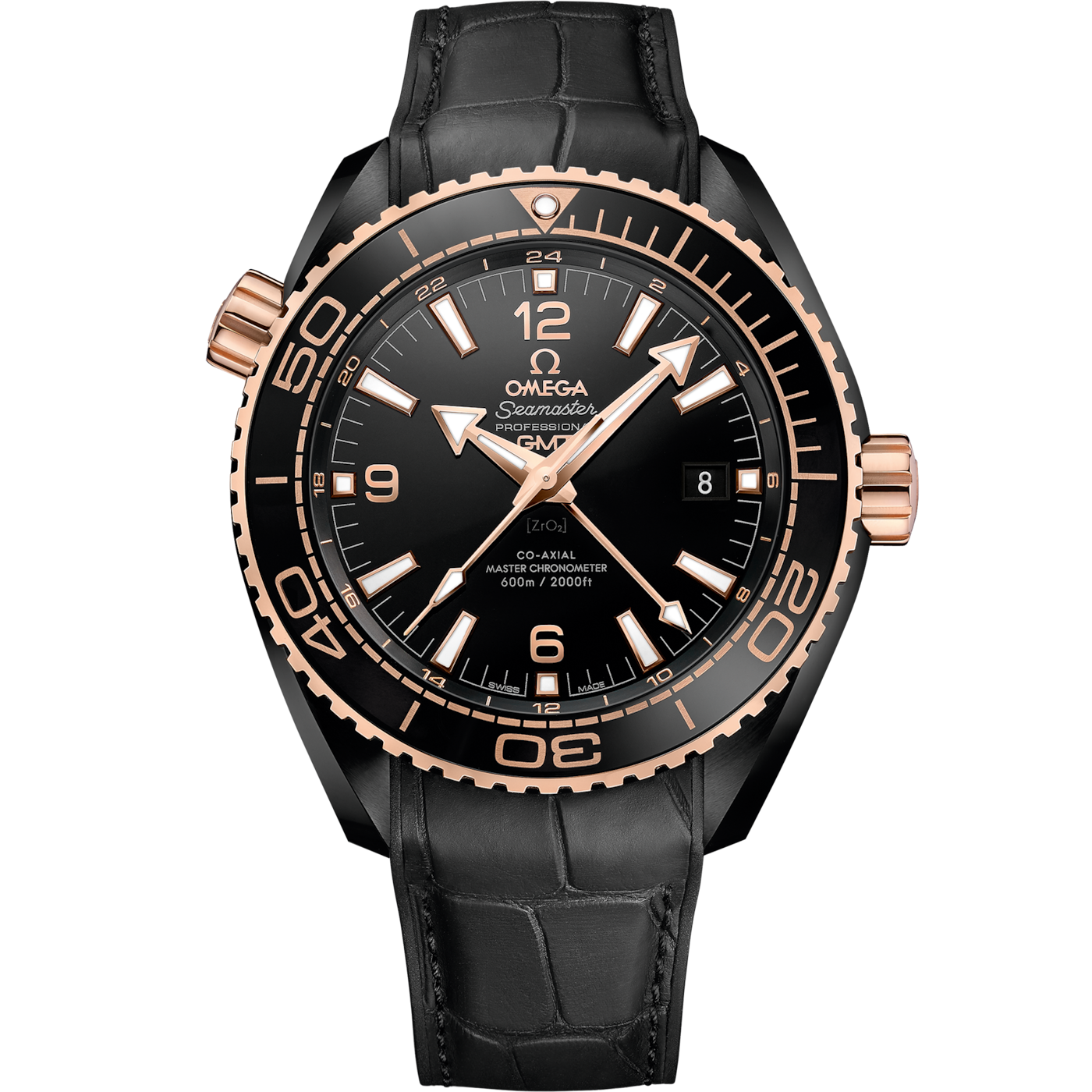 Omega Seamaster Planet Ocean 600M Co-Axial 45.5 Master Chronometer GMT Deep Black Sedna — Ref. 215.63.46.22.01.001