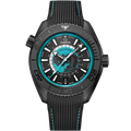 Omega Seamaster Planet Ocean 600M Co-Axial Worldtimer 45.5 Master Chronometer GMT Ceramic / Black - Turquoise / Rubber — Ref. 215.92.46.22.01.006