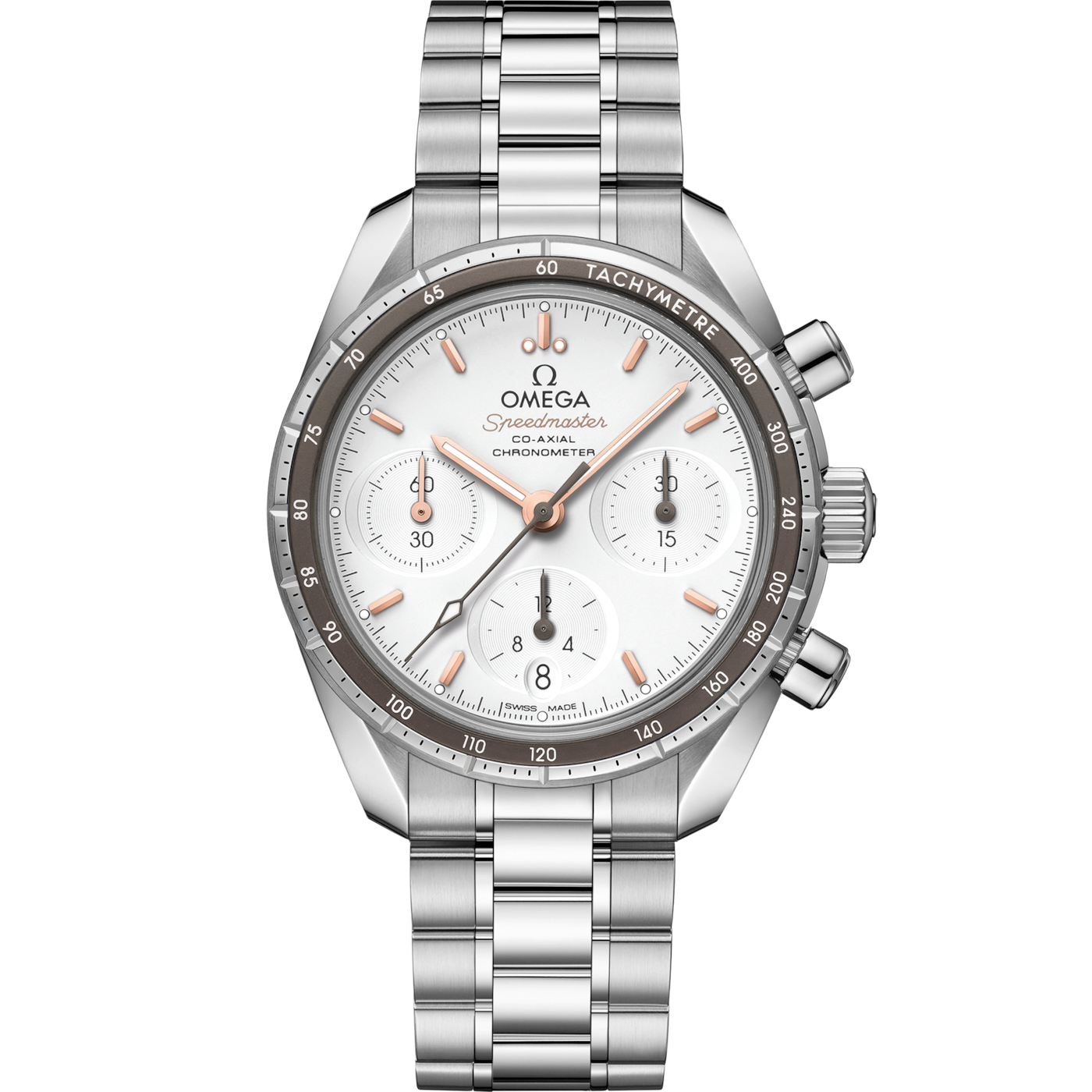 Omega Speedmaster Co-Axial 38 Stainless Steel / Silver / Bracelet — Ref. 324.30.38.50.02.001