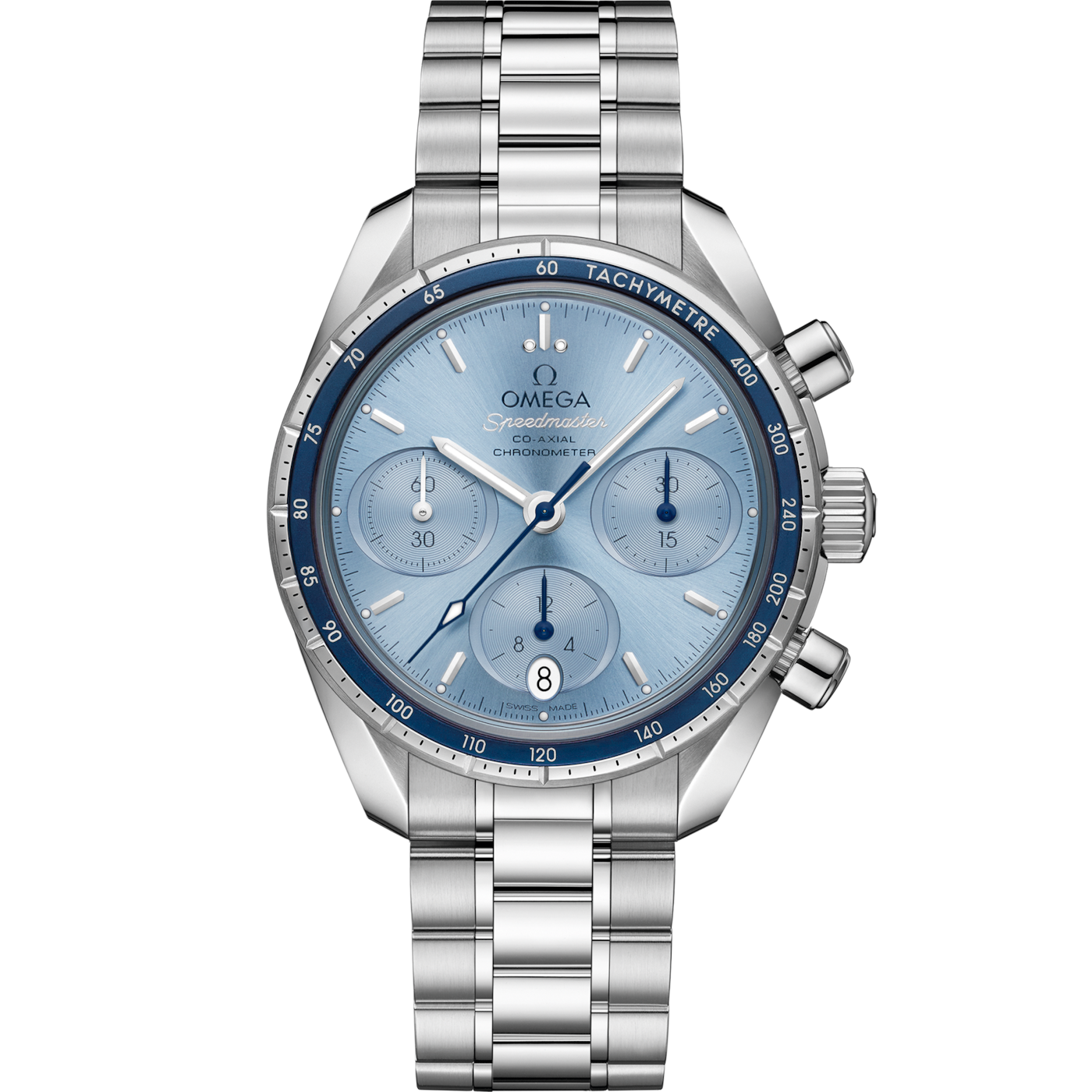 Omega Speedmaster Co-Axial 38 Stainless Steel / Blue / Bracelet — Ref. 324.30.38.50.03.001