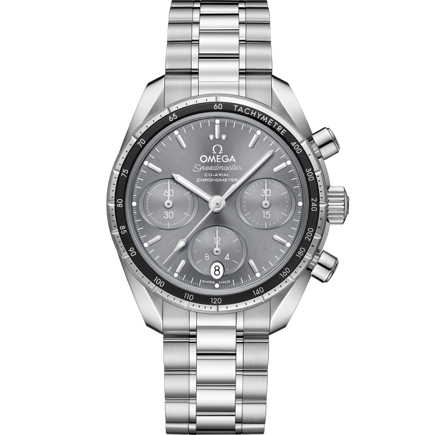 Omega Speedmaster Co-Axial 38 Stainless Steel / Grey / Bracelet — Ref. 324.30.38.50.06.001