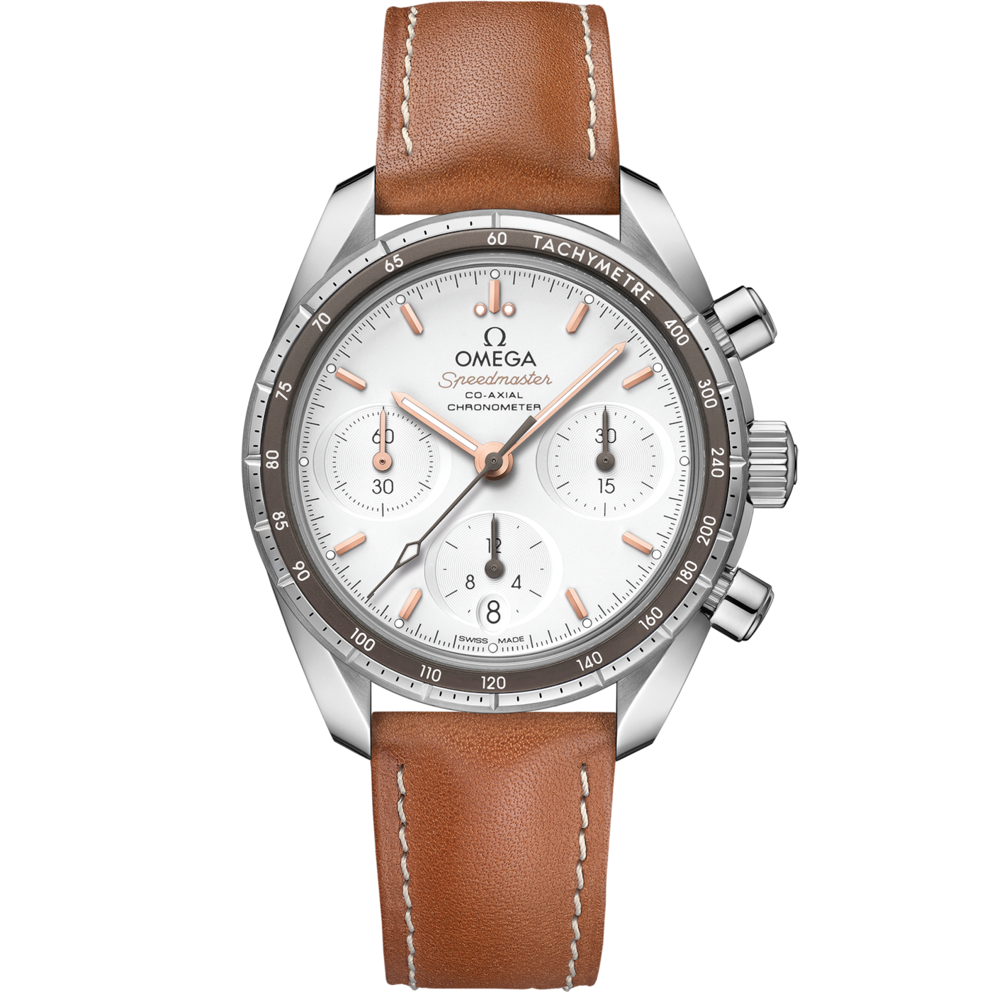 Omega Speedmaster Co-Axial 38 Stainless Steel / Silver / Strap — Ref. 324.32.38.50.02.001