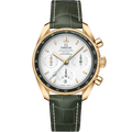 Omega Speedmaster Co-Axial 38 Yellow Gold / Silver / Strap — Ref. 324.63.38.50.02.004
