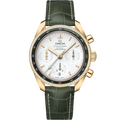 Omega Speedmaster Co-Axial 38 Yellow Gold / Diamond / Silver / Strap — Ref. 324.68.38.50.02.004
