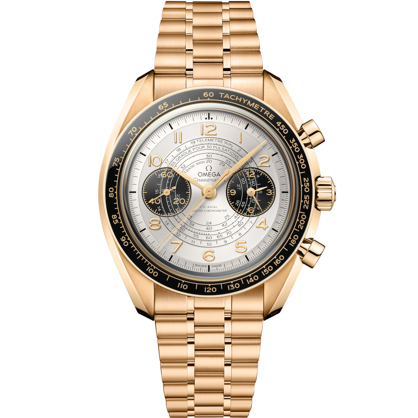Omega Speedmaster Chronoscope Master Chronometer Olympic Games Paris 2024 Moonshine Gold / Silver / Bracelet — Ref. 522.60.43.51.02.001
