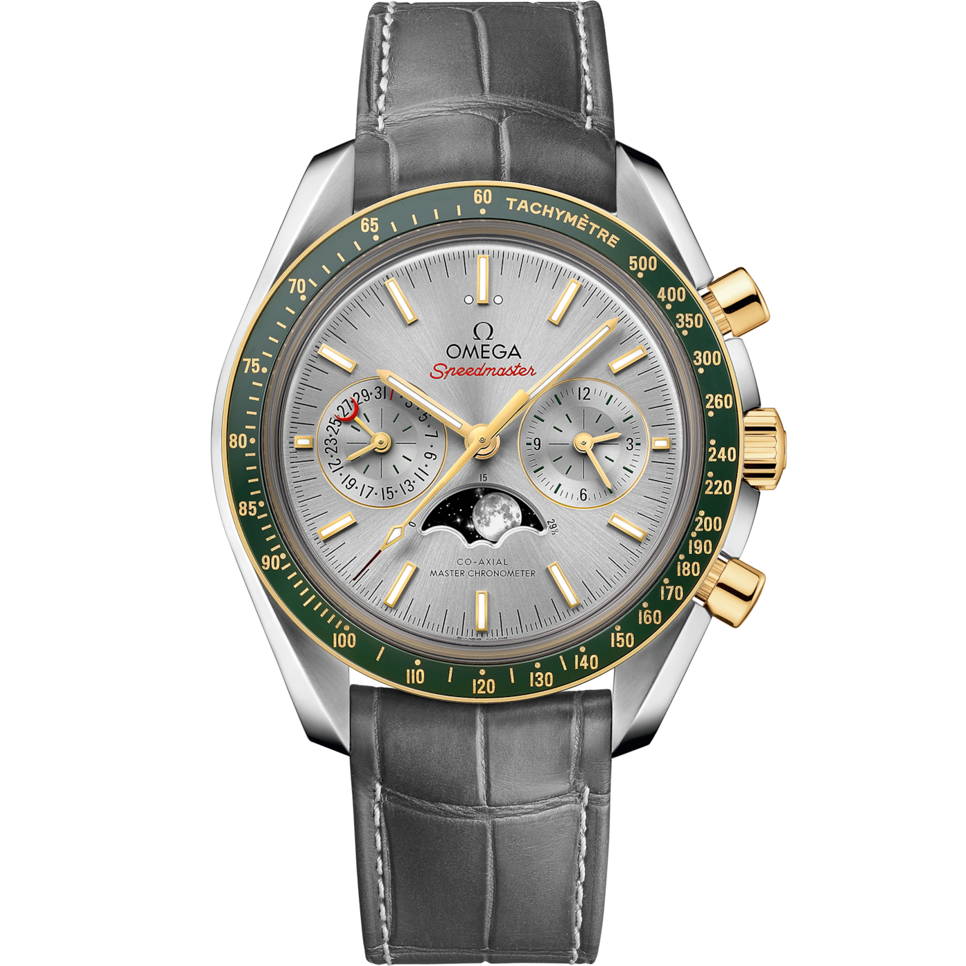 Omega Speedmaster Moonphase Chronograph Master Chronometer Stainless Steel / Yellow Gold — Ref. 304.23.44.52.06.001