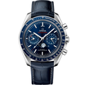 Omega Speedmaster Moonphase Chronograph Master Chronometer Stainless Steel / Blue / Alligator — Ref. 304.33.44.52.03.001