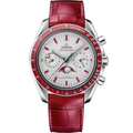 Omega Speedmaster Moonphase Chronograph Master Chronometer Platinum / Silver / Ruby — Ref. 304.93.44.52.99.002