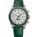 Omega Speedmaster Moonphase Chronograph Master Chronometer Platinum / Silver / Emerald — Ref. 304.93.44.52.99.003
