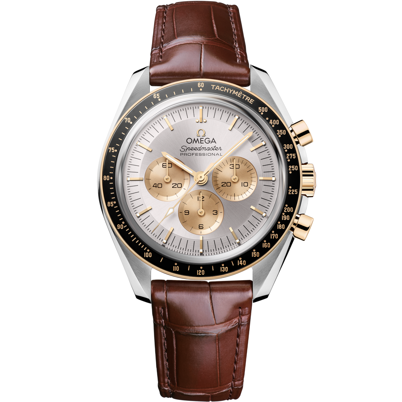 Omega Speedmaster Professional Moonwatch 3861 Stainless Steel - Moonshine Gold / Silver / Alligator — Ref. 310.23.42.50.02.001