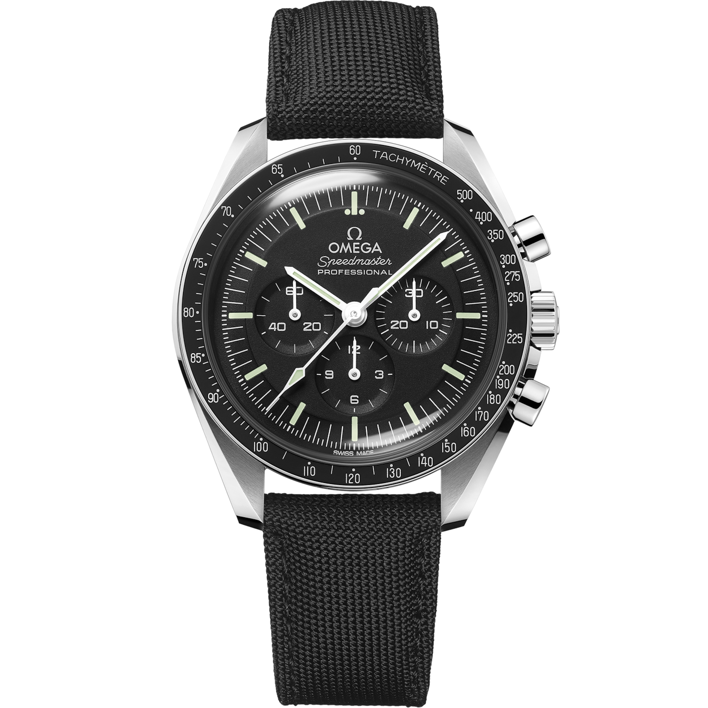 Omega Speedmaster Professional Moonwatch 3861 Stainless Steel / Black / Plexi / Fabric — Ref. 310.32.42.50.01.001
