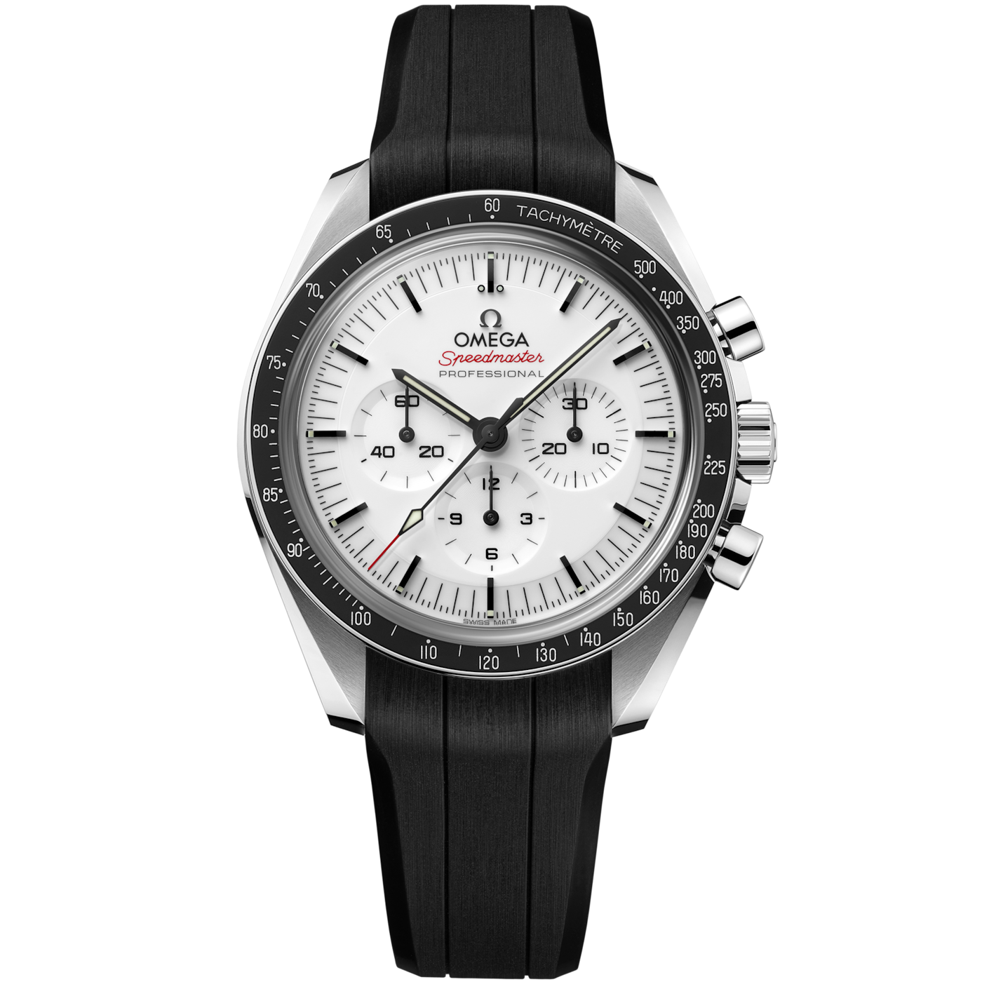 Omega Speedmaster Professional Moonwatch 3861 Stainless Steel / White / Sapphire / Rubber — Ref. 310.32.42.50.04.001