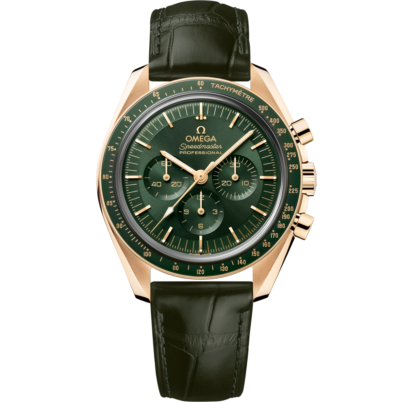 Omega Speedmaster Professional Moonwatch 3861 Moonshine Gold / Green — Ref. 310.63.42.50.10.001