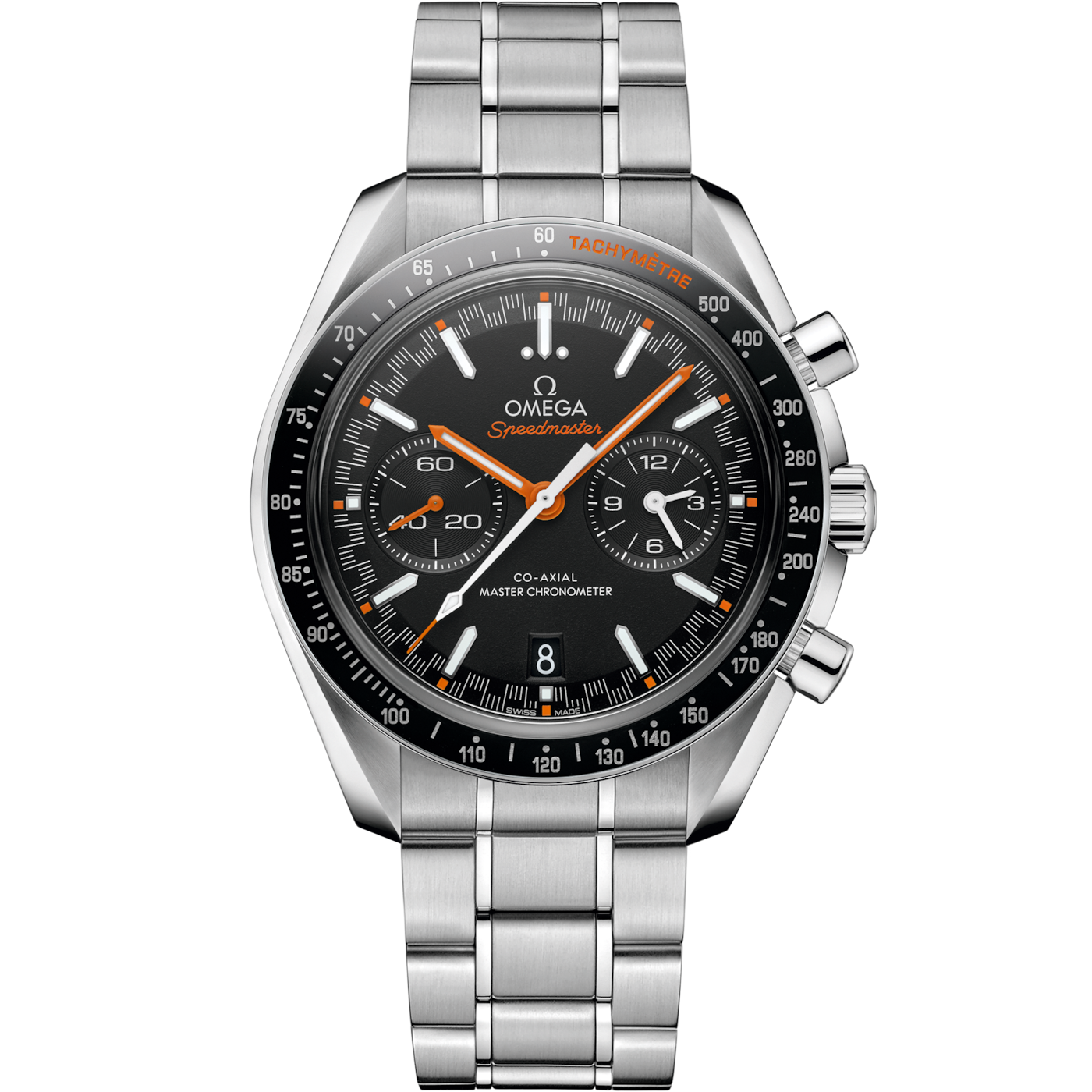 Omega Speedmaster Racing Master Co-Axial Stainless Steel / Black / Orange / Bracelet — Ref. 329.30.44.51.01.002