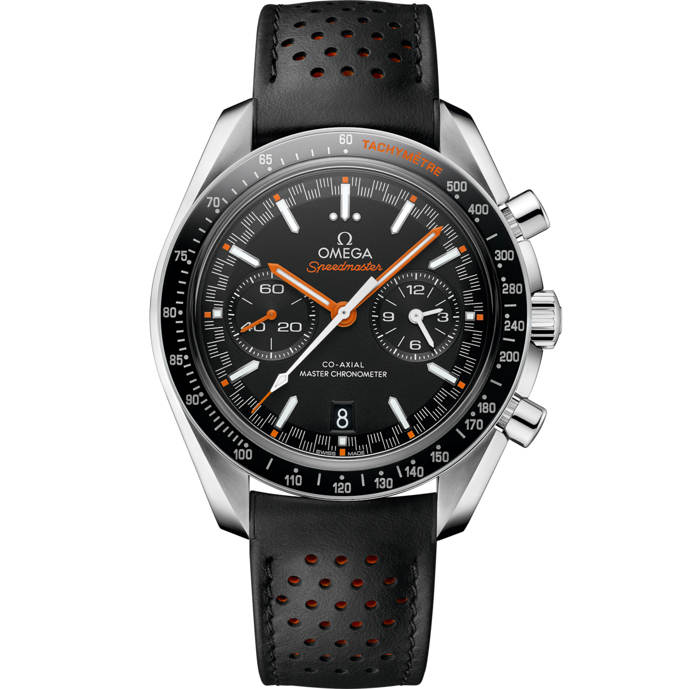 Omega Speedmaster Racing Master Co-Axial Stainless Steel / Black / Orange / Strap — Ref. 329.32.44.51.01.001