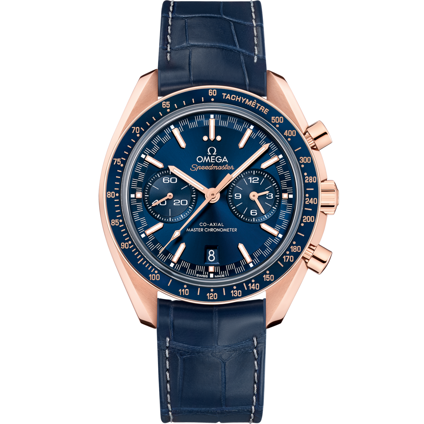 Omega Speedmaster Racing Master Co-Axial / Sedna / Blue / Alligator — Ref. 329.53.44.51.03.001