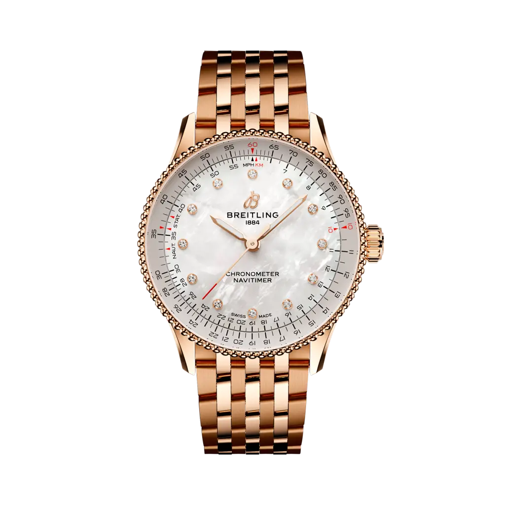 Breitling Navitimer Automatic 36 Small scale traceable 18K red gold - Mother-of-pearl — Ref. R17327211A1R1