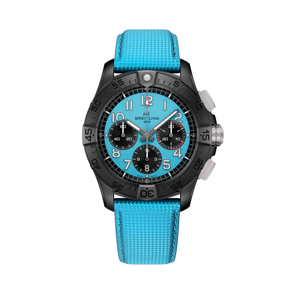 Breitling Avenger B01 Chronograph 44 Night Mission / Ice Blue / Strap — Ref. SB0146101L1X1